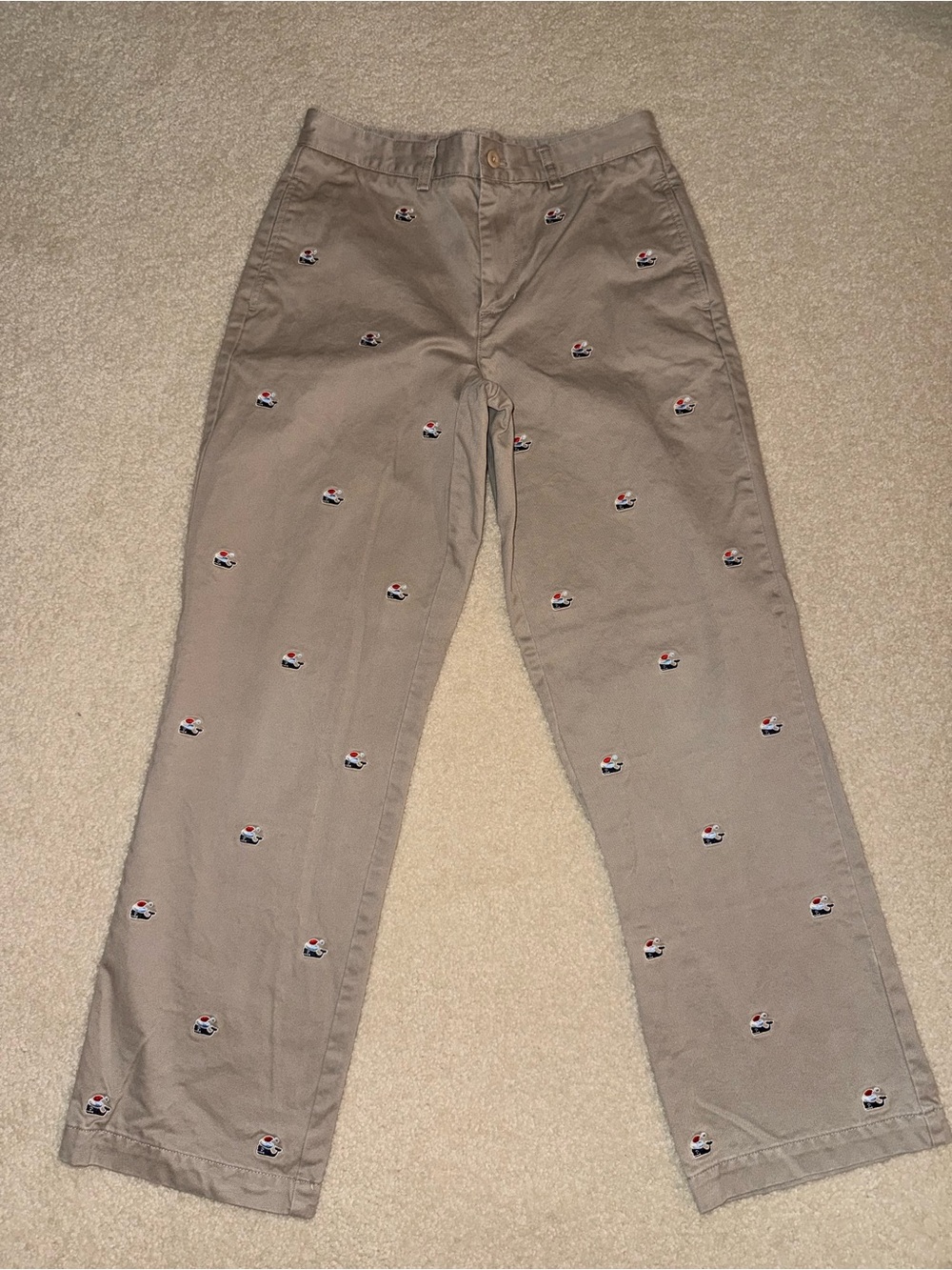 Boy’s Vineyard Vines Khaki Embroidered Santa Hat Whale Chinos